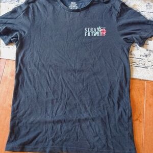 Black Graphic T-Shirt with Strange Futures Design